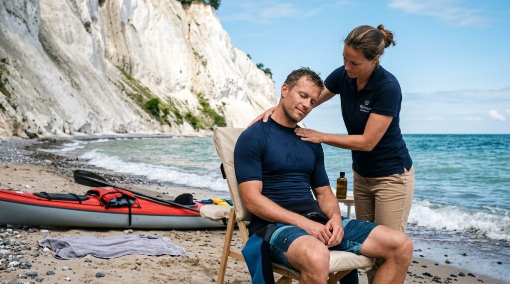 Professional wellness tourism image: muscular male kayaker r